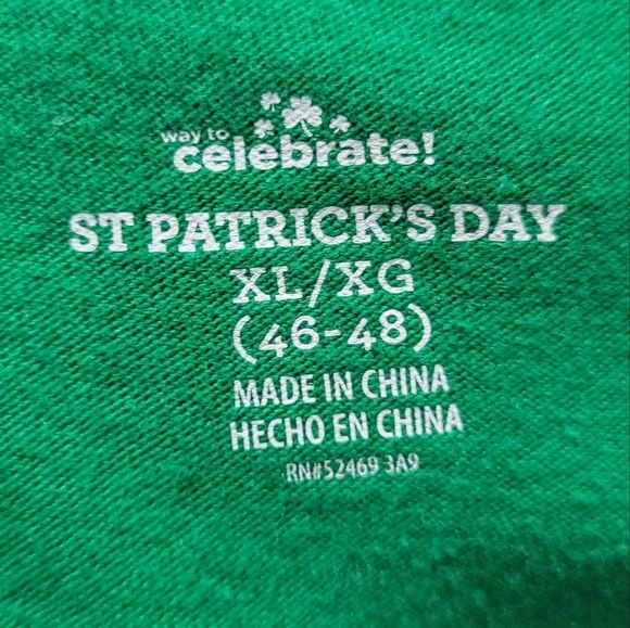 Celebrate! St Patricks Day Womens Green and White Faded 4 Leaf Clover Top SizeXL - Picture 4 of 8